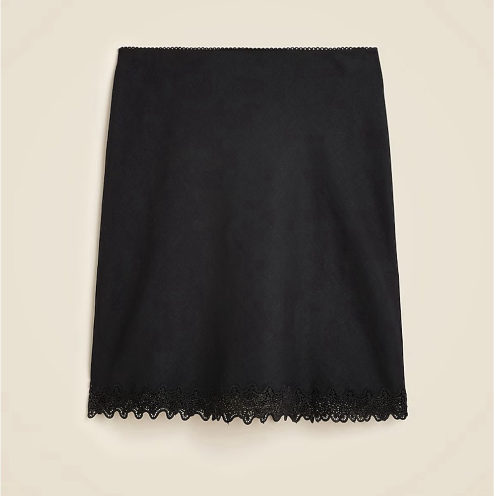 Jcrew Gwen lace-trim slip skirt in linen